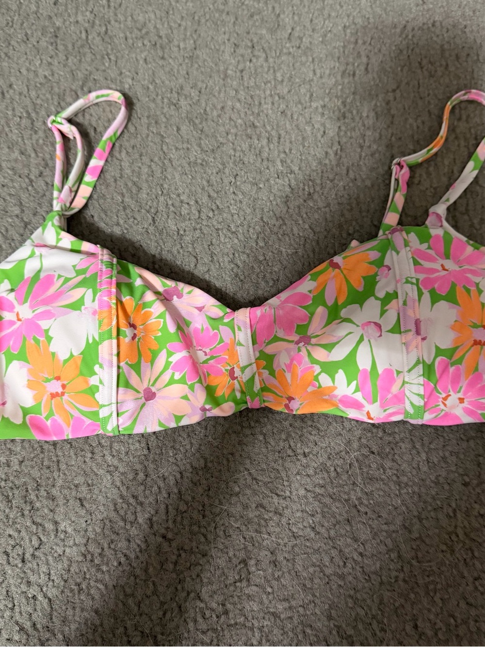 NINETY-NINE Floral Pink & Orange Green Bikini Top NWOT